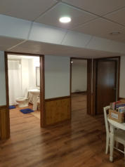 new brown laminate in whole basement
